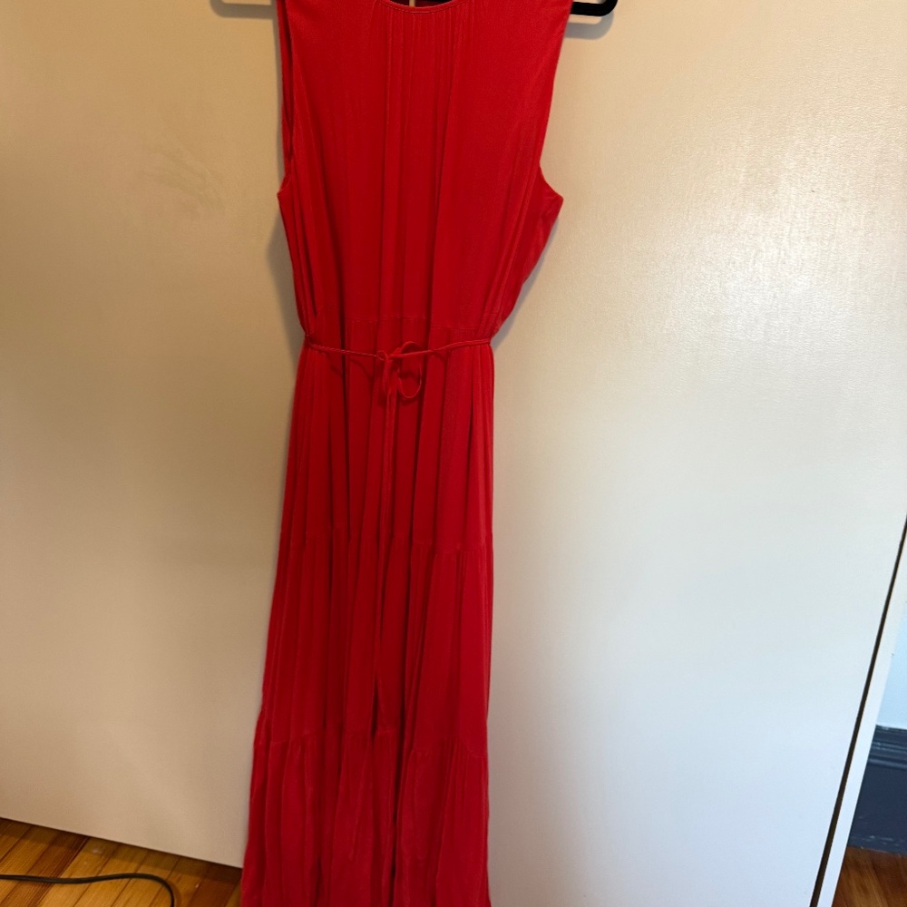 Banana Republic Red Poplin Maxi Dress Size L